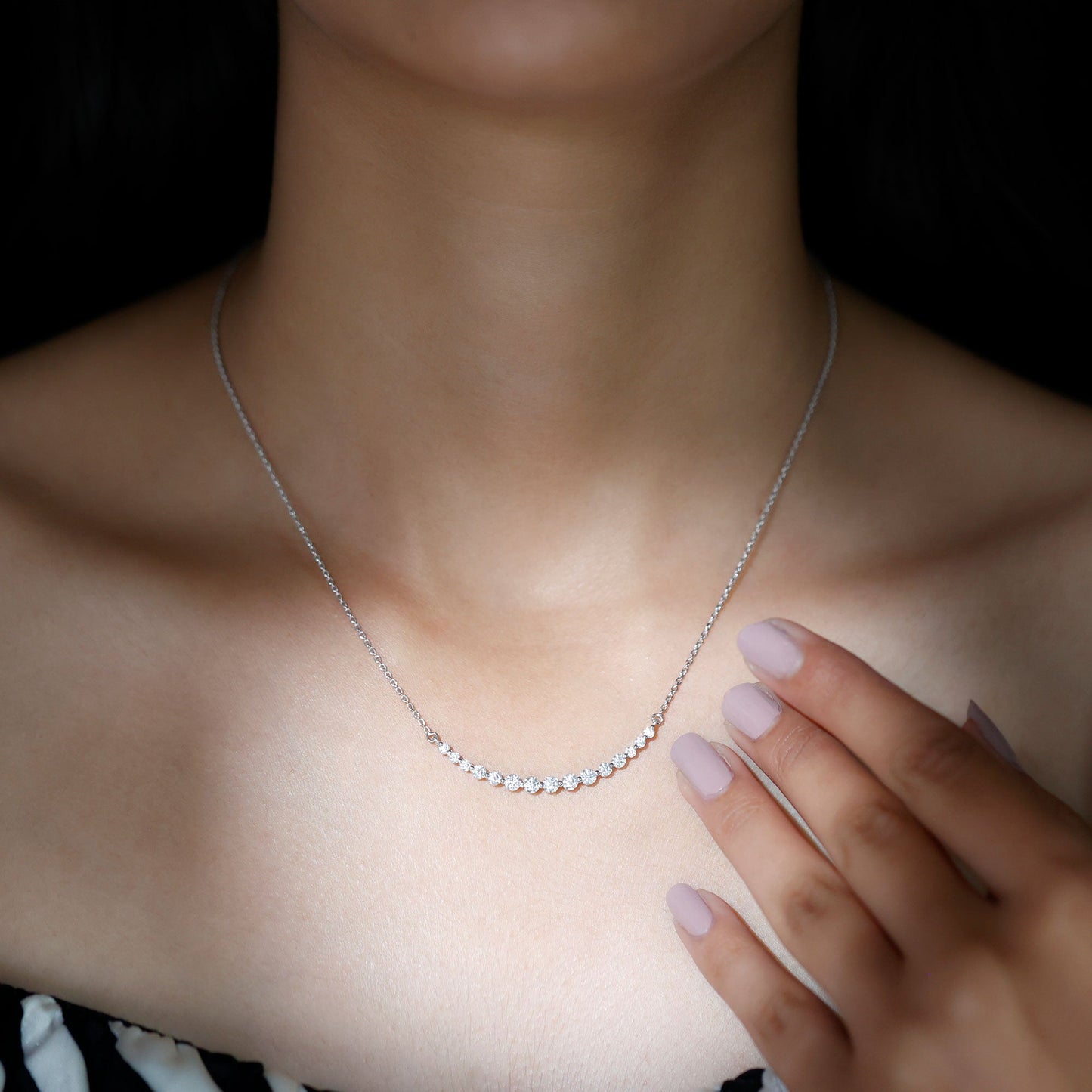 Layering Necklace with 1.30 TCW Round Cut Moissanite