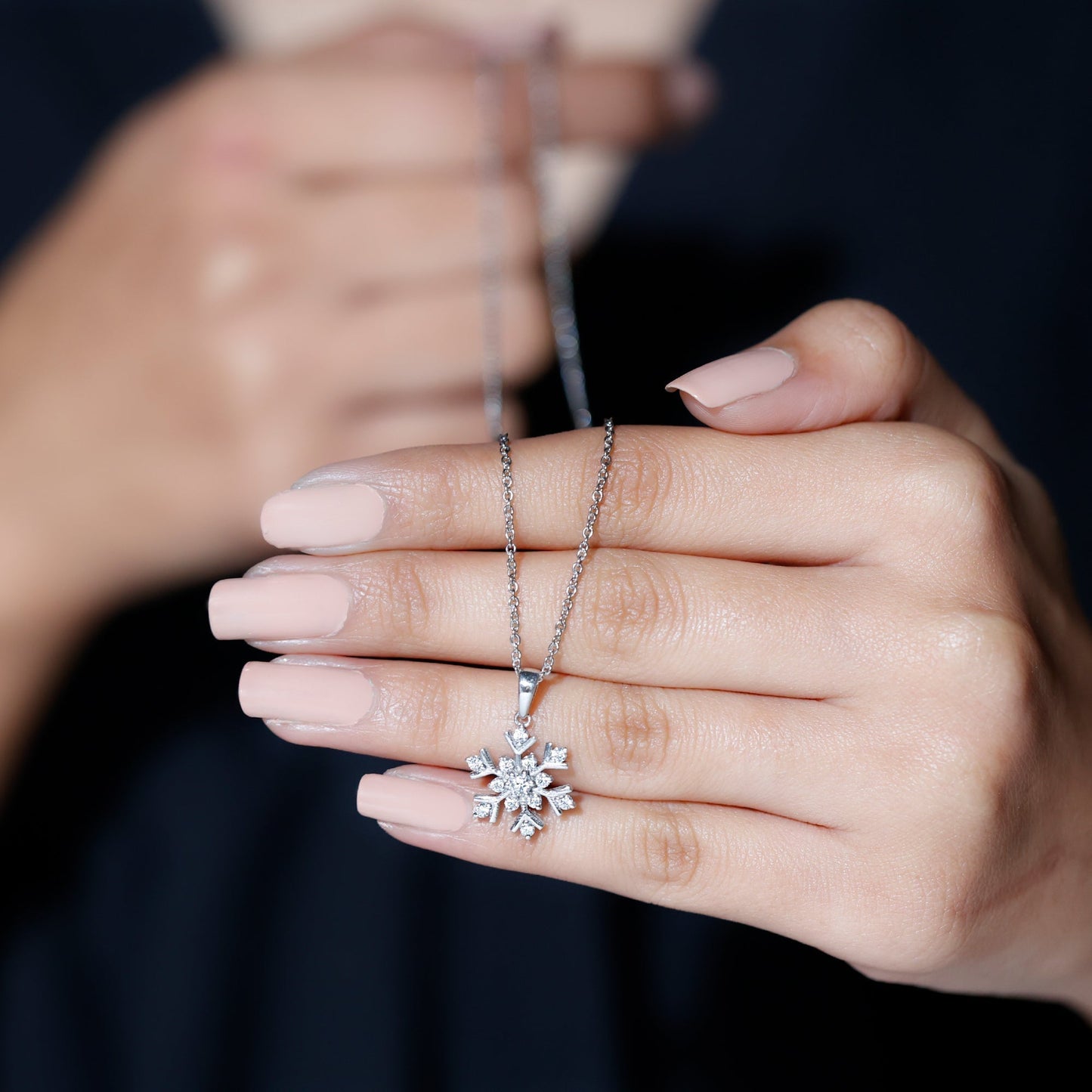 Snowflake Necklace with 0.57 TCW Round Cut Moissanite