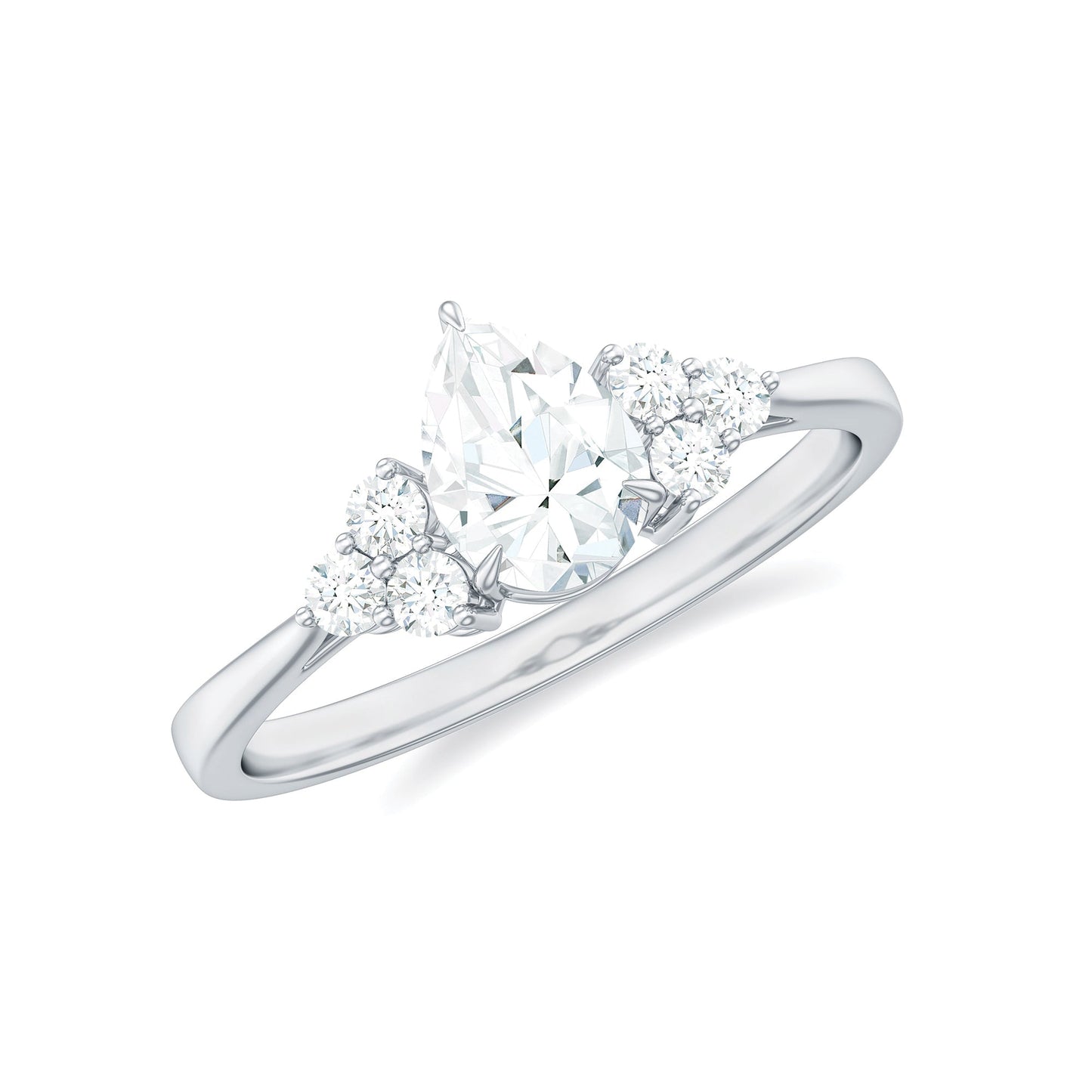 Cluster Ring with 1.0 CT Pear Cut Moissanite