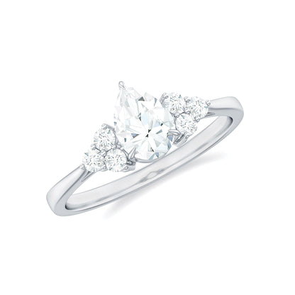 Cluster Ring with 1.0 CT Pear Cut Moissanite