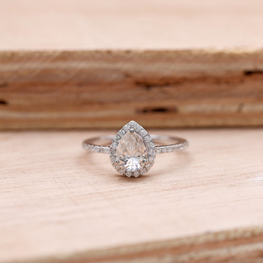 Halo with 1.0 CT Pear Cut Moissanite