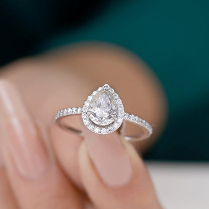 Halo with 1.0 CT Pear Cut Moissanite