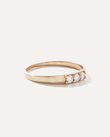 0.18 TCW Round Cut Three Stone Moissanite Wedding Band