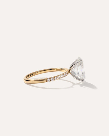 3.0 CT Oval Cut F/VS1 CVD Diamond Pave Engagement Ring