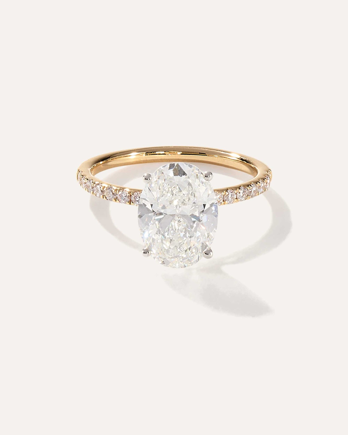 3.0 CT Oval Cut F/VS1 CVD Diamond Pave Engagement Ring