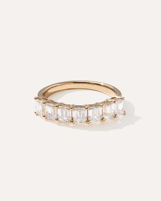 2.31 TCW Emerald Cut Half Eternity Moissanite Wedding Band
