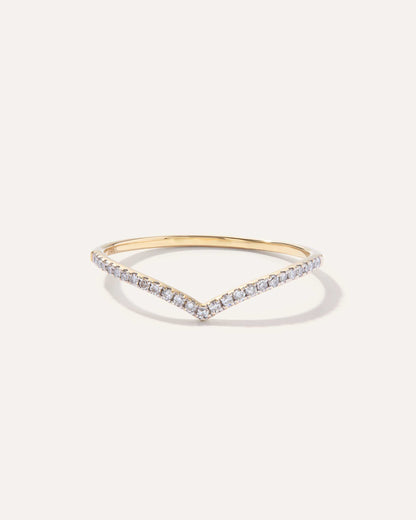 V Shape Round Cut Delicate Moissanite Wedding Band