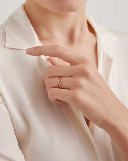 V Shape Round Cut Delicate Moissanite Wedding Band