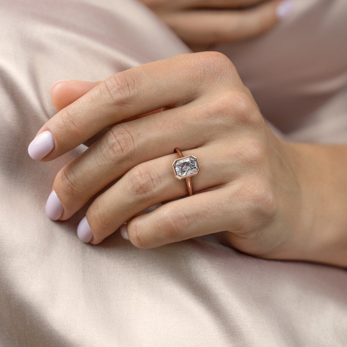 2.1 CT Radiant Cut Bezel Solitaire Moissanite Engagement Ring - crownmoissanite