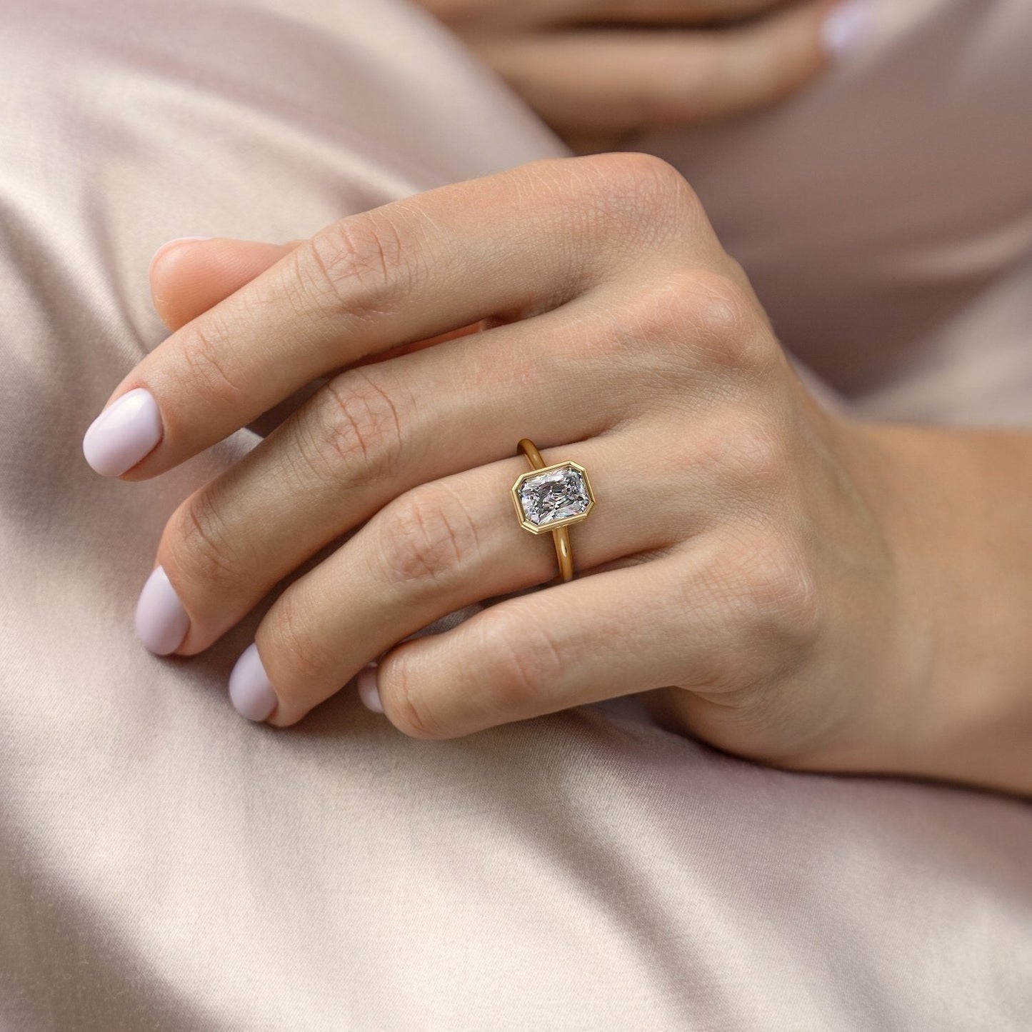 2.1 CT Radiant Cut Bezel Solitaire Moissanite Engagement Ring - crownmoissanite