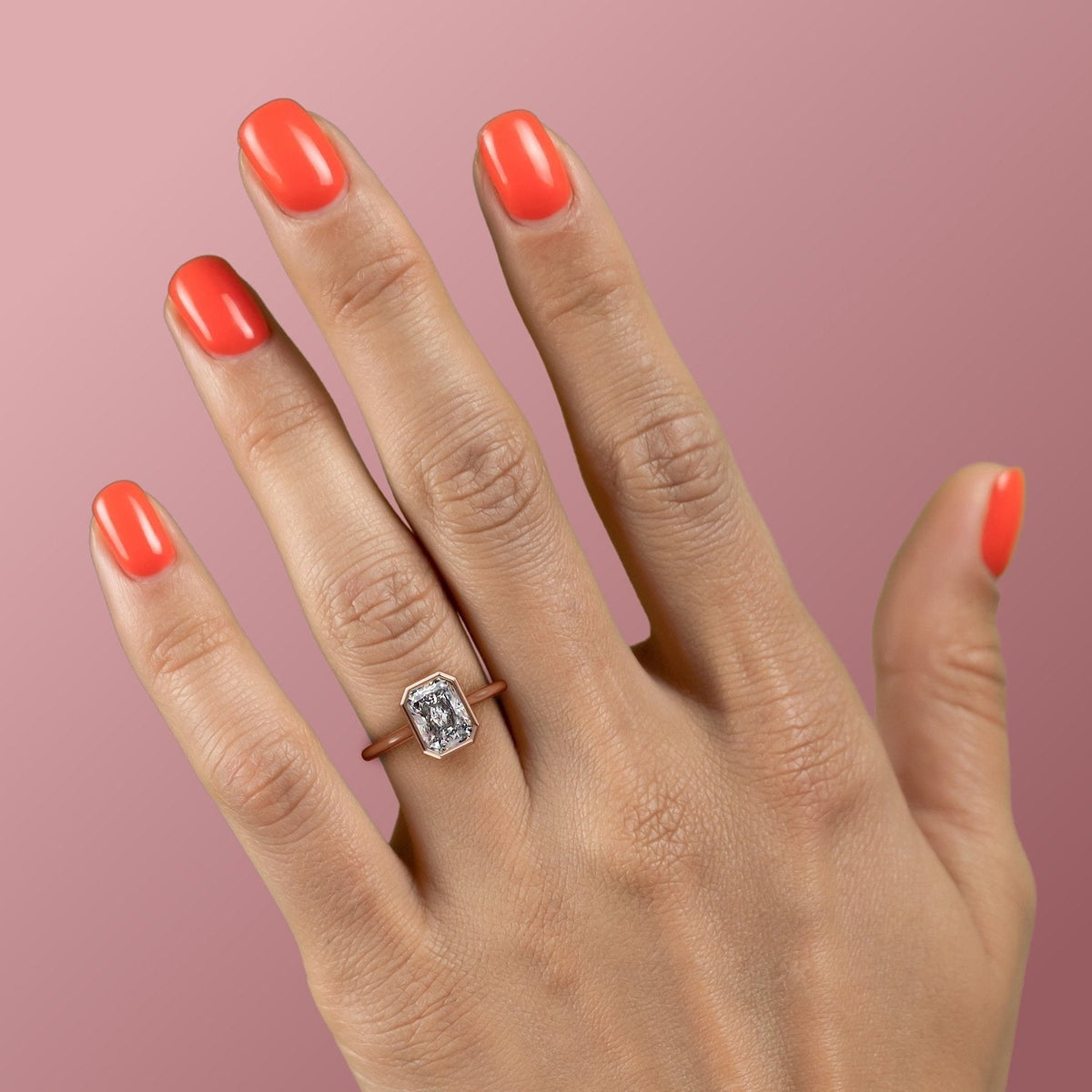 2.1 CT Radiant Cut Bezel Solitaire Moissanite Engagement Ring - crownmoissanite
