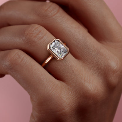 2.1 CT Radiant Cut Bezel Solitaire Moissanite Engagement Ring - crownmoissanite