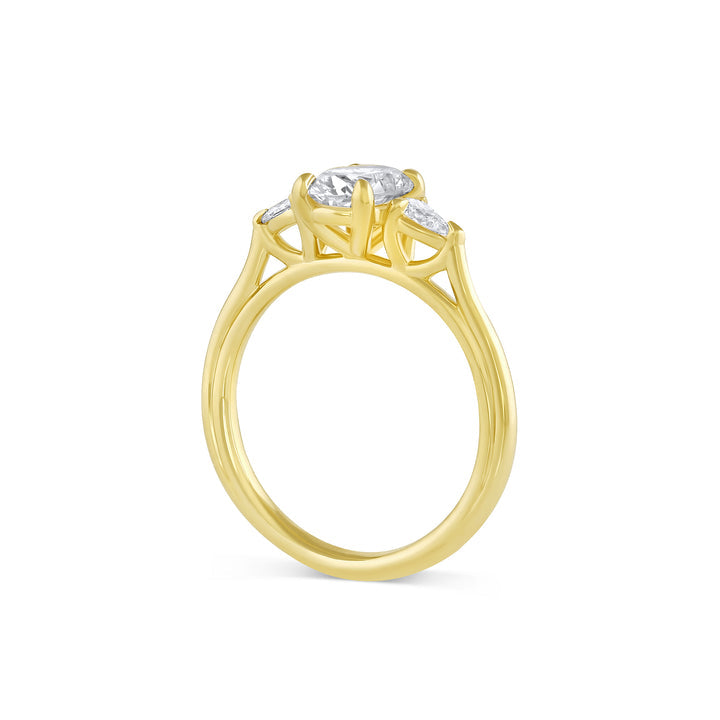 Three Stone Ring with 1.50 Ct Oval Moissanite