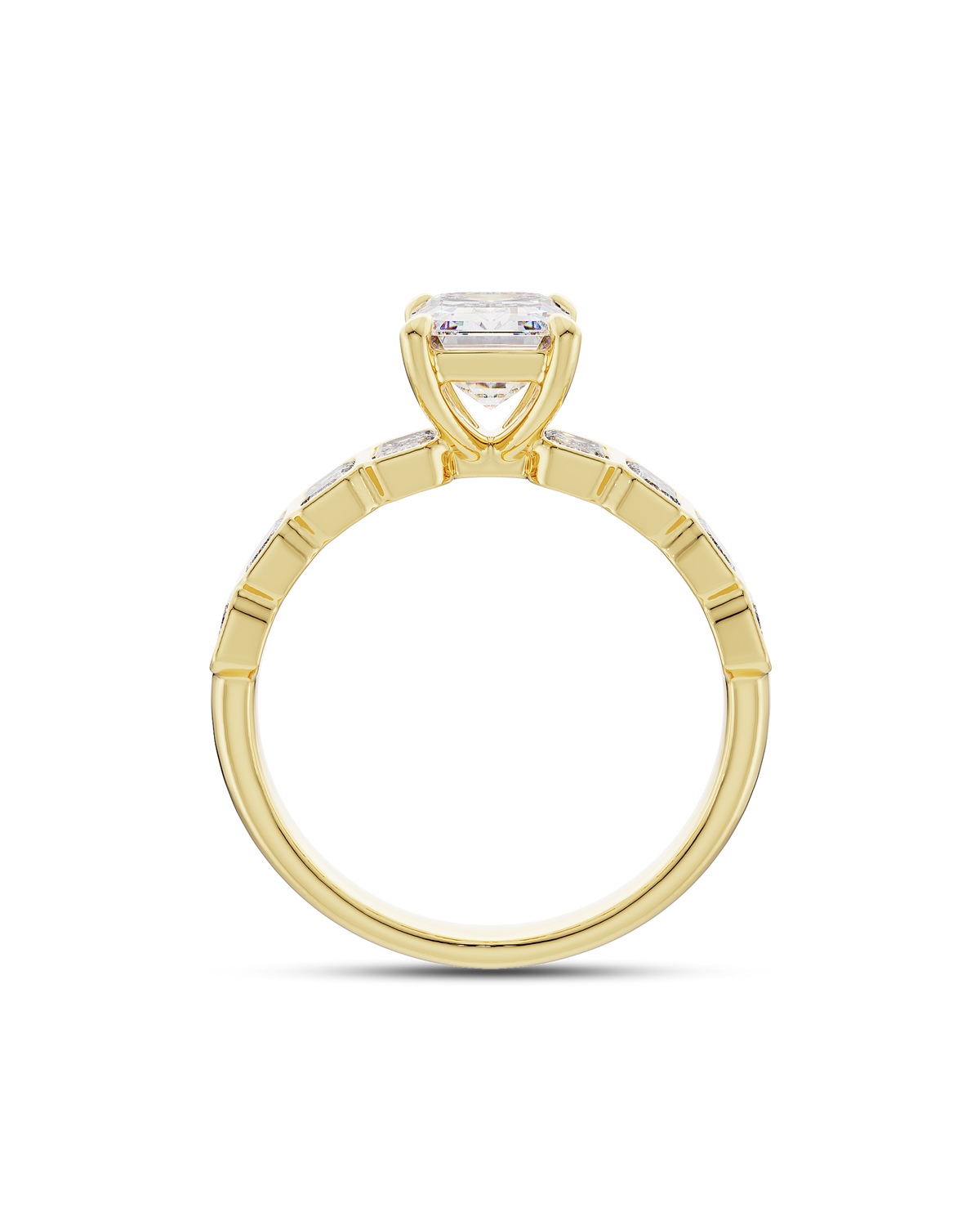 Aurelie- Emerald Half Bold Pave Style Lab Grown Diamond Engagement Ring