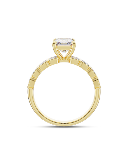 Aurelie- Emerald Half Bold Pave Style Lab Grown Diamond Engagement Ring