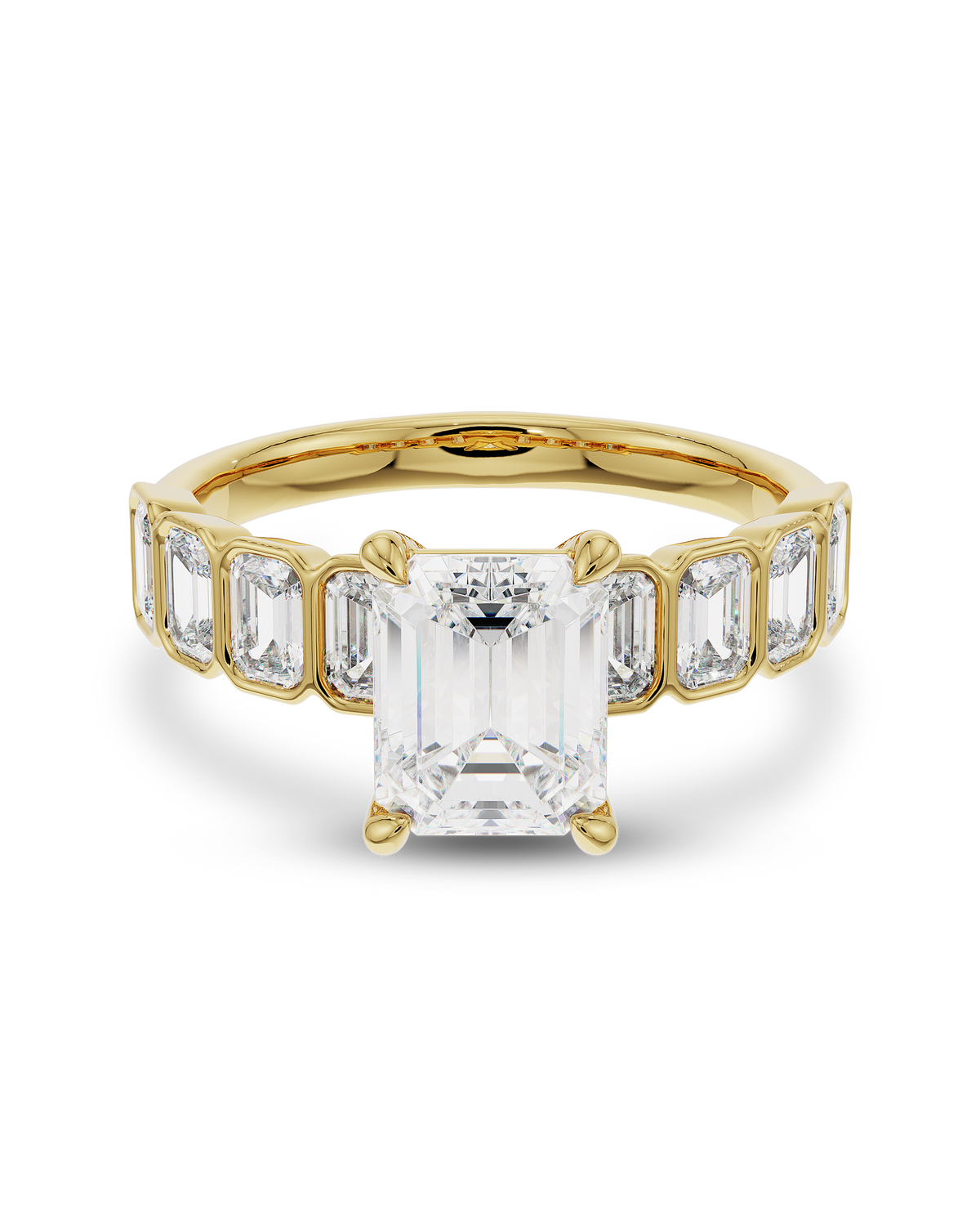 Aurelie- Emerald Half Bold Pave Style Lab Grown Diamond Engagement Ring