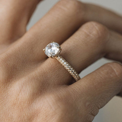 Pave Setting Ring with 2.0 CT Round Moissanite