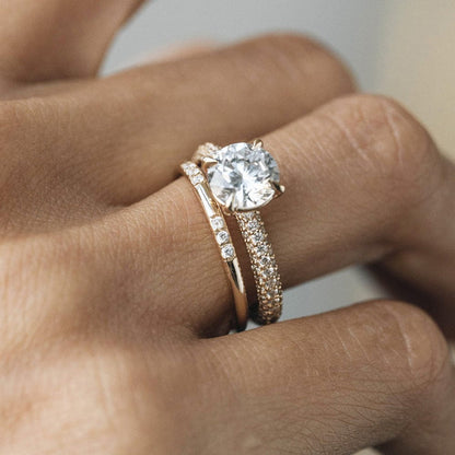 Pave Setting Ring with 2.0 CT Round Moissanite