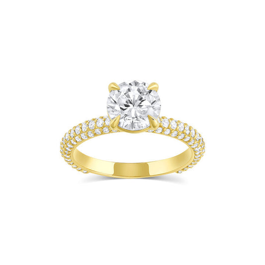 Pave Setting Ring with 2.0 CT Round Moissanite