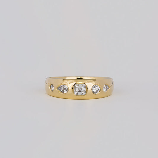 0.44 TCW Round, Pear & Asscher EF- VVS Diamond Bezel Wedding Band