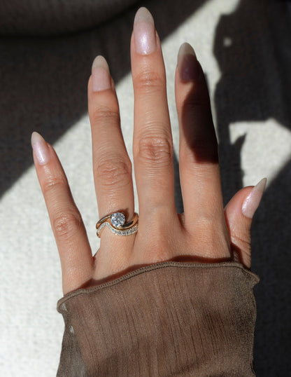 1.0-2.0 CT Round Cut Lab Grown Diamond Solitaire Style Bridal Ring Set