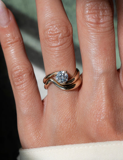 1.0-1.50 CT Round Cut Lab Grown Diamond Solitaire Style Bridal Ring Set