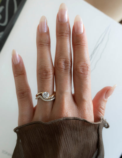 1.0-2.0 CT Round Cut Lab Grown Diamond Solitaire Style Bridal Ring Set
