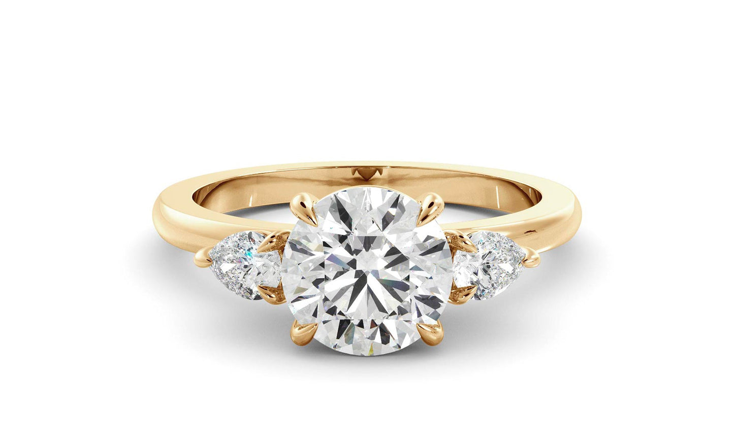 Three Stone Ring with 1.30 CT Round Moissanite