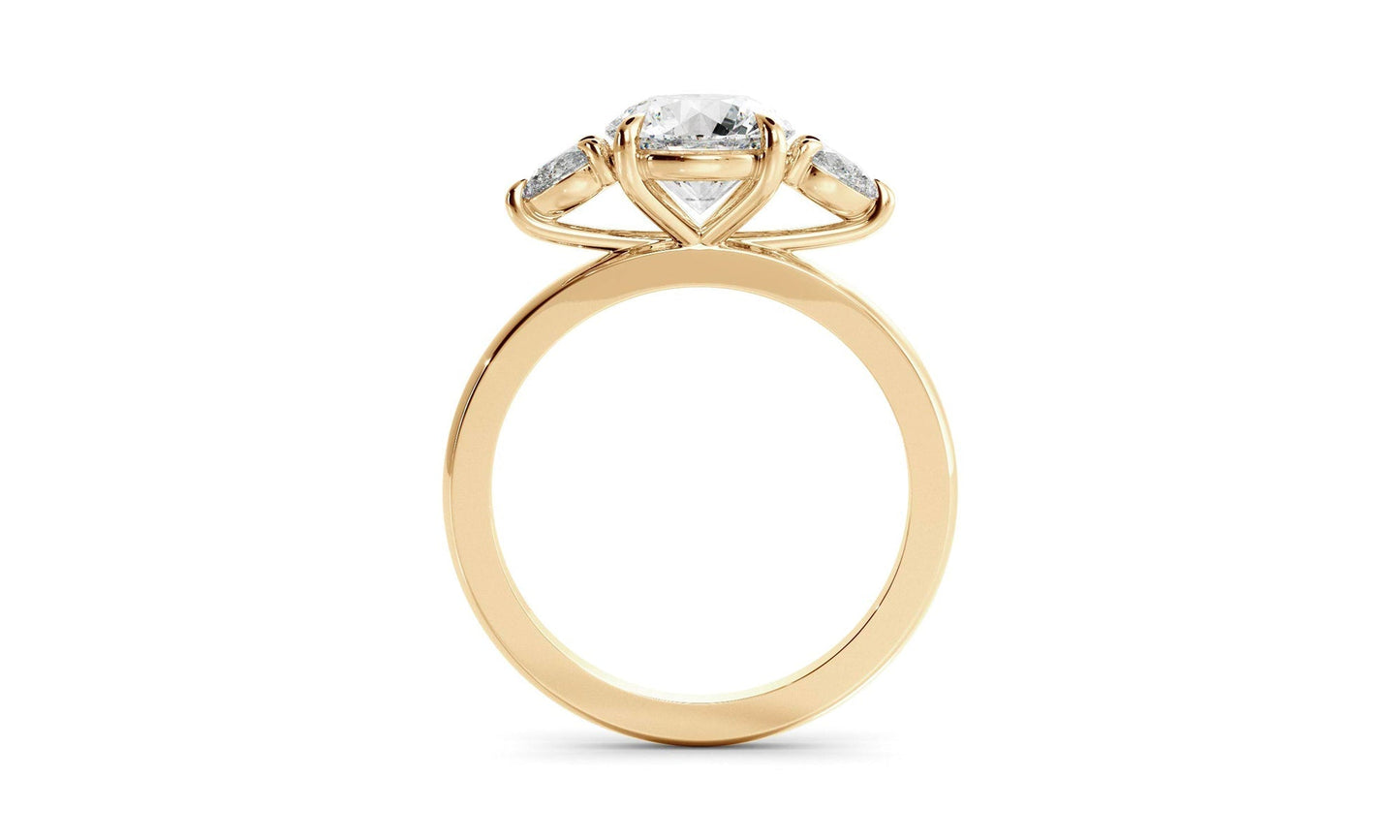 Three Stone Ring with 1.30 CT Round Moissanite