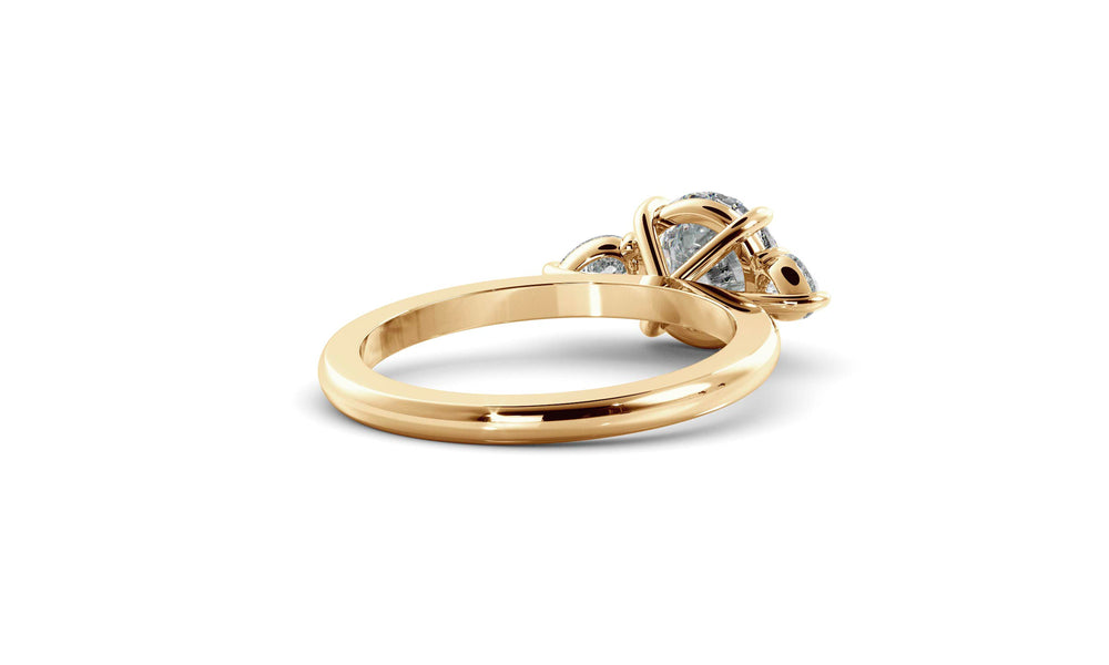 Three Stone Ring with 1.30 CT Round Moissanite