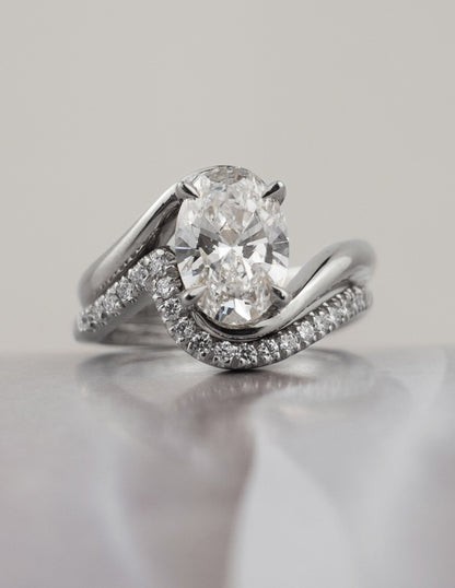 1.0- 3.0  CT Oval Cut  Lab Grown Diamond Solitaire Setting Bridal Set
