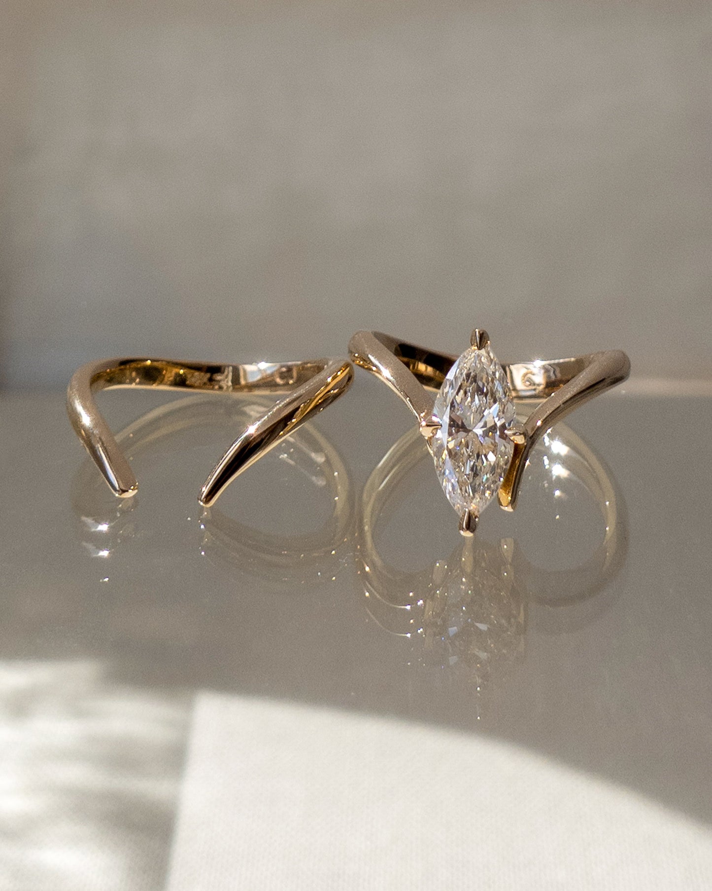 1.25 - 3.0 CT Marquise Shaped Lab Grown Diamond Solitaire Style Bridal Set