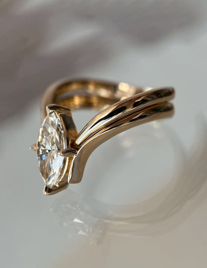 1.25 - 3.0 CT Marquise Shaped Lab Grown Diamond Solitaire Style Bridal Set
