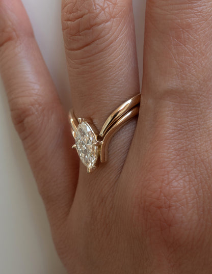 1.25 - 3.0 CT Marquise Shaped Lab Grown Diamond Solitaire Style Bridal Set
