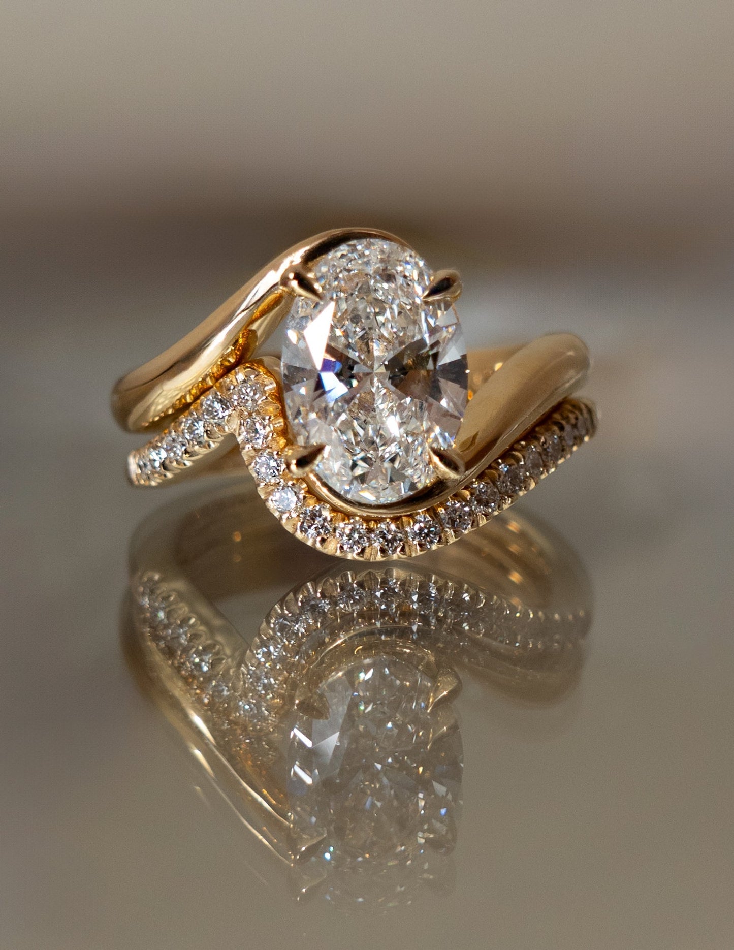 1.0- 3.0  CT Oval Cut  Lab Grown Diamond Solitaire Setting Bridal Set