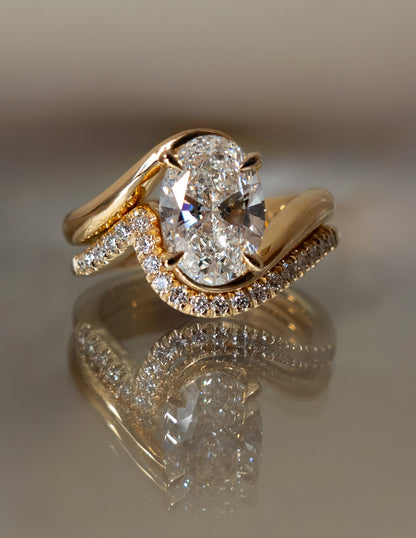 1.0- 3.0  CT Oval Cut  Lab Grown Diamond Solitaire Setting Bridal Set
