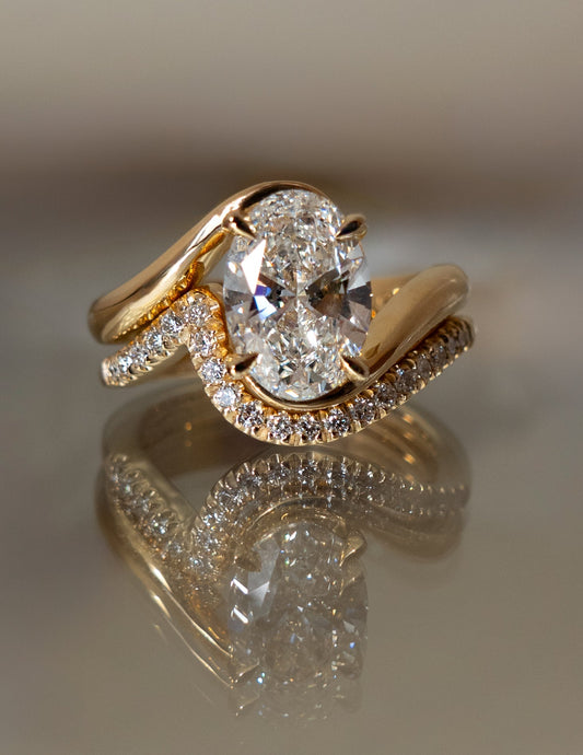1.0- 3.0  CT Oval Cut  Lab Grown Diamond Solitaire Setting Bridal Set