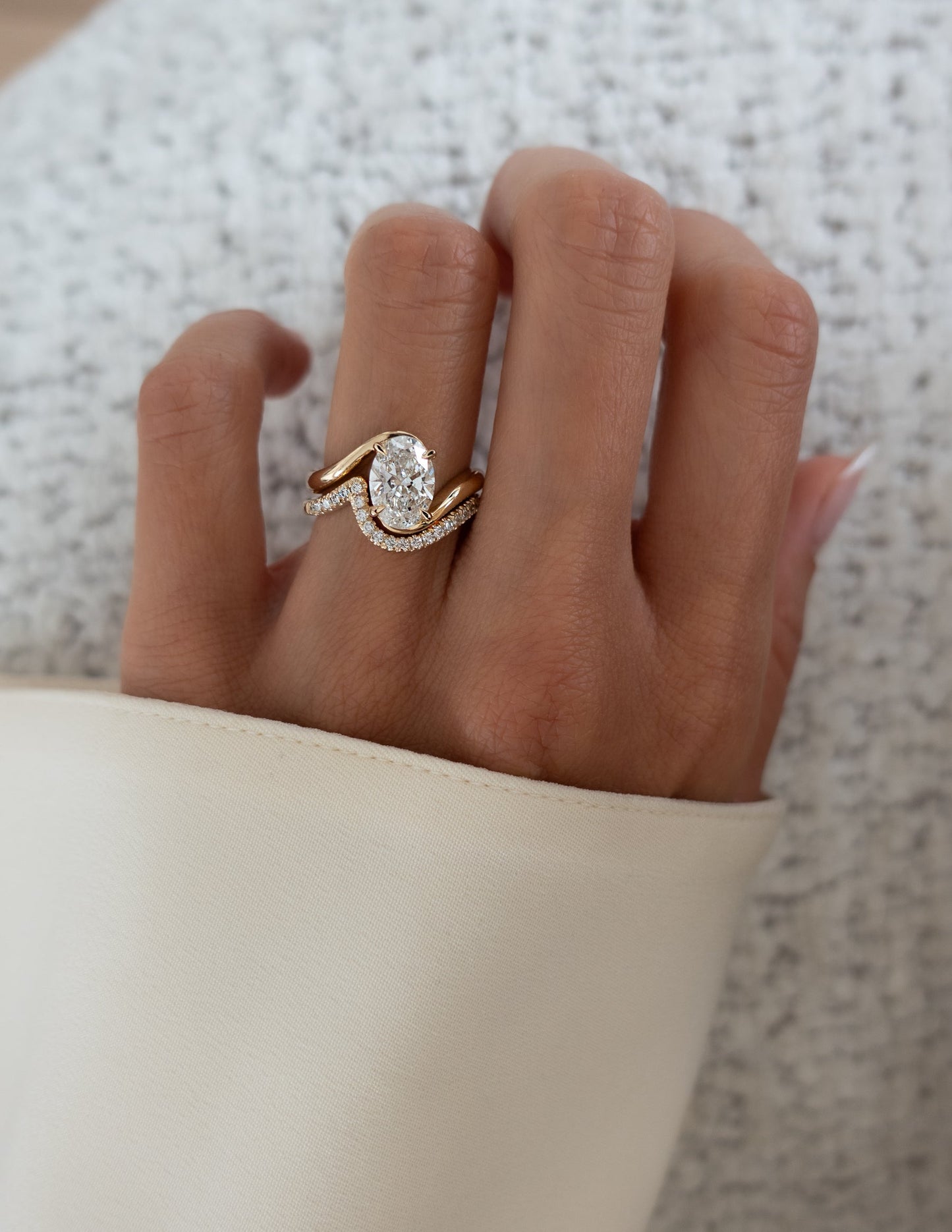 1.0- 3.0  CT Oval Cut  Lab Grown Diamond Solitaire Setting Bridal Set