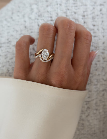 1.0- 3.0  CT Oval Cut  Lab Grown Diamond Solitaire Setting Bridal Set