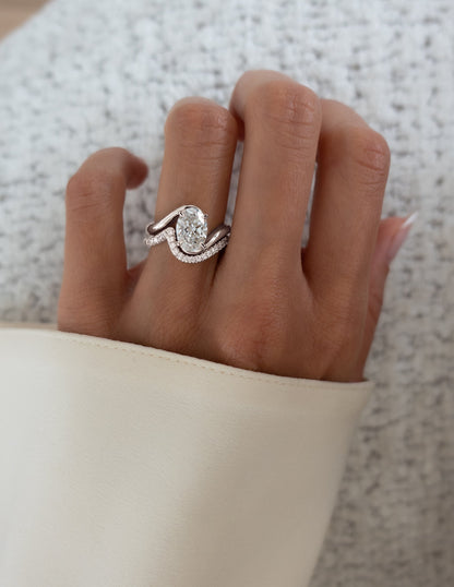 1.0- 3.0  CT Oval Cut  Lab Grown Diamond Solitaire Setting Bridal Set