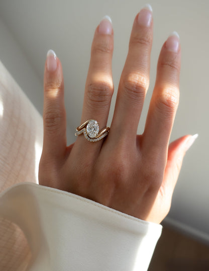 1.0- 3.0  CT Oval Cut  Lab Grown Diamond Solitaire Setting Bridal Set
