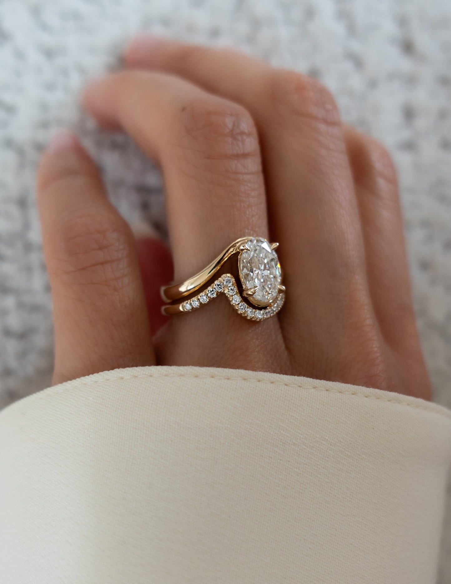 1.0- 3.0  CT Oval Cut  Lab Grown Diamond Solitaire Setting Bridal Set