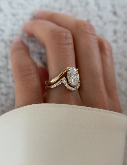 1.0- 3.0  CT Oval Cut  Lab Grown Diamond Solitaire Setting Bridal Set