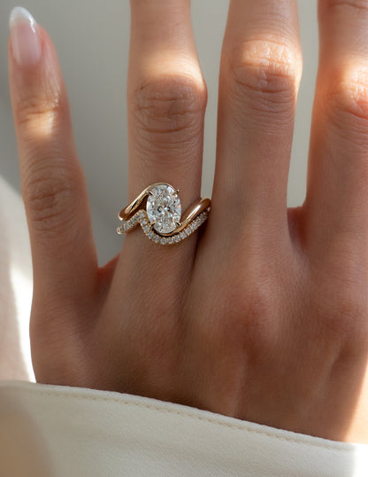 1.0- 3.0  CT Oval Cut  Lab Grown Diamond Solitaire Setting Bridal Set
