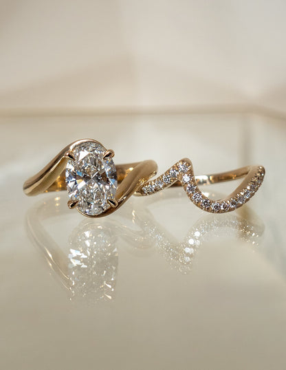 1.0- 3.0  CT Oval Cut  Lab Grown Diamond Solitaire Setting Bridal Set