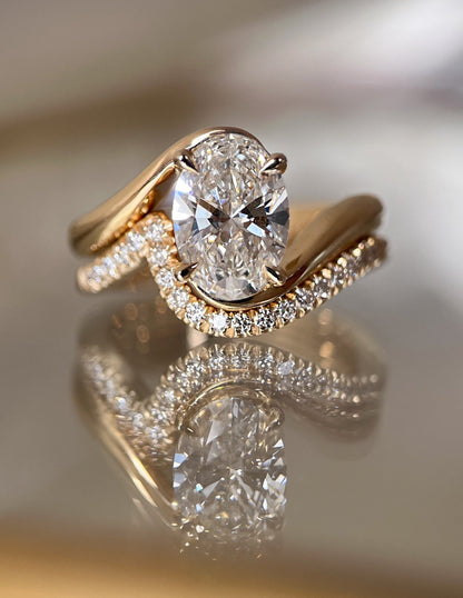 1.0- 3.0  CT Oval Cut  Lab Grown Diamond Solitaire Setting Bridal Set