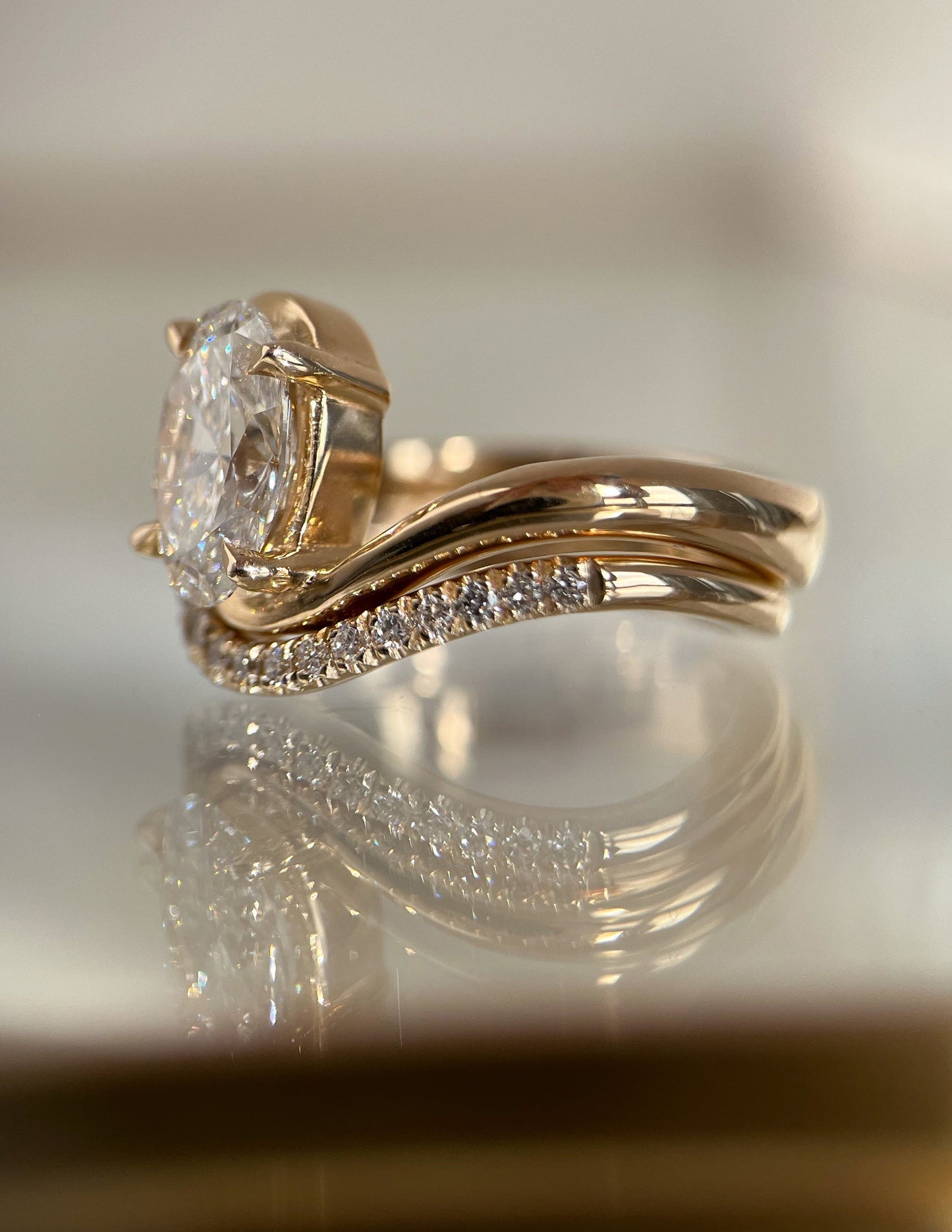 1.0- 3.0  CT Oval Cut  Lab Grown Diamond Solitaire Setting Bridal Set