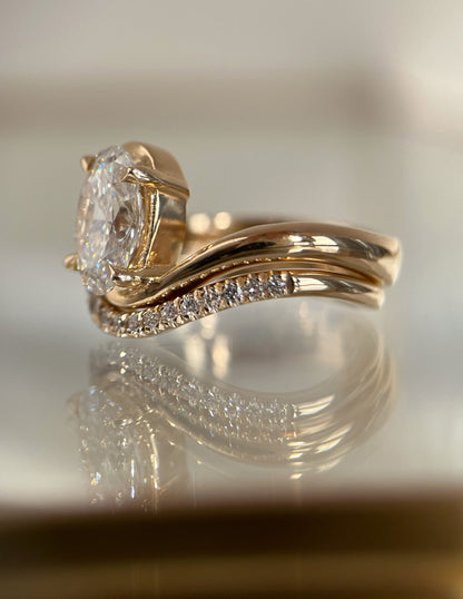 1.0- 3.0  CT Oval Cut  Lab Grown Diamond Solitaire Setting Bridal Set