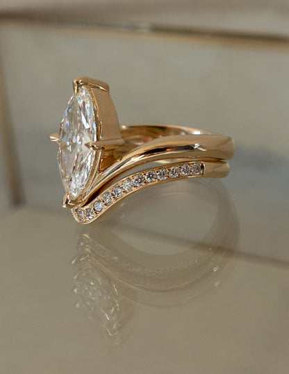 1.0 - 2.0  CT Marquise Cut Lab Grown Diamond  Solitaire Bridal Set