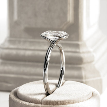 1.0-3.0 CT Emerald cut Lab Grown Diamond half bezel Engagement Ring